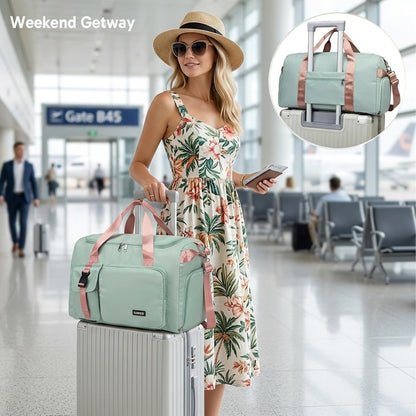 Gym Sports Duffle Backpack Travel Bag with Shoe Pocket, GreenPink