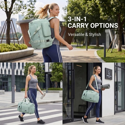 Gym Sports Duffle Backpack Travel Bag with Shoe Pocket, GreenPink