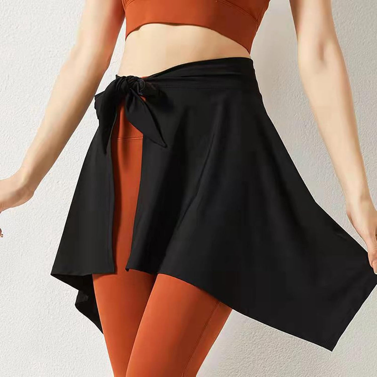 Sports Skirt Cover, Polyester Fiber Soft Yoga Skirt Shawl Yoga Outfit Absorbent Yoga Tie Up Skirt for Fitness Tennis (Black)