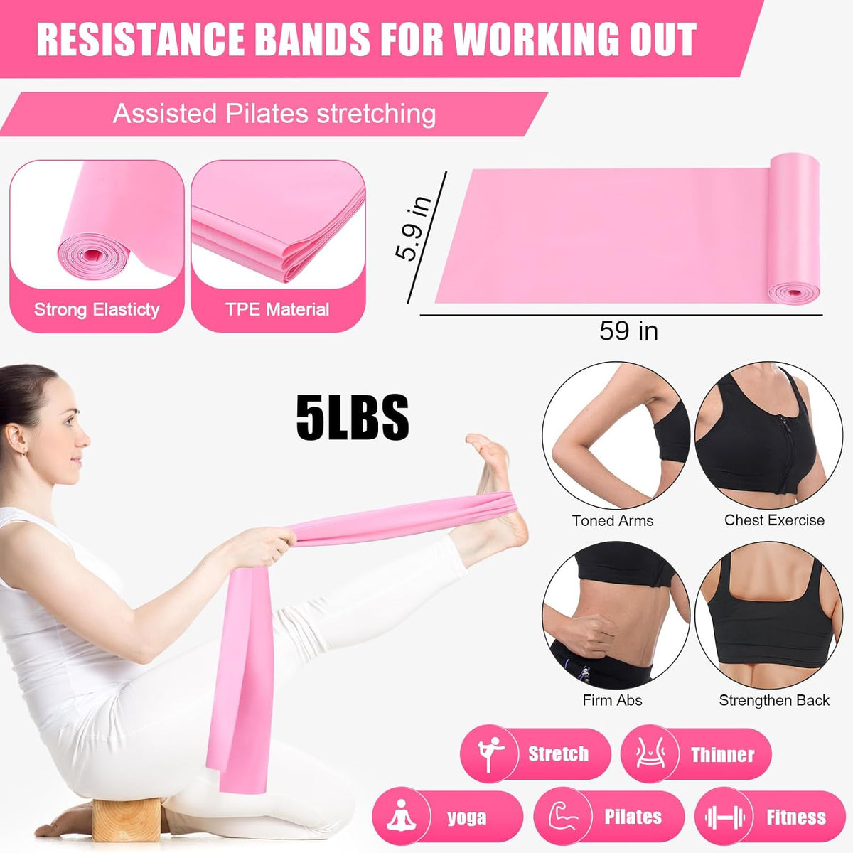 10 Pcs Pilates Ring Blocks Set for Women Home Yoga Equipment Accessories Pilates Ring Circle and Ball Workouts Gift Include Ball Yoga Circle Resistance Bands Block Straps Gym Bag