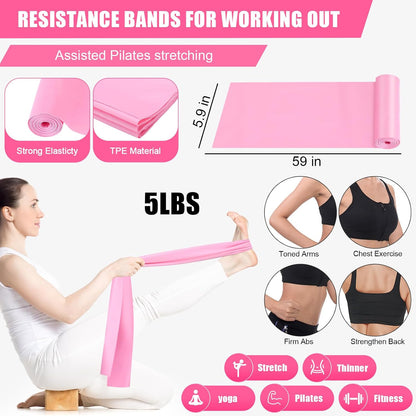 10 Pcs Pilates Ring Blocks Set for Women Home Yoga Equipment Accessories Pilates Ring Circle and Ball Workouts Gift Include Ball Yoga Circle Resistance Bands Block Straps Gym Bag