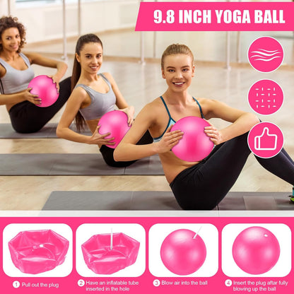 10 Pcs Pilates Ring Blocks Set for Women Home Yoga Equipment Accessories Pilates Ring Circle and Ball Workouts Gift Include Ball Yoga Circle Resistance Bands Block Straps Gym Bag