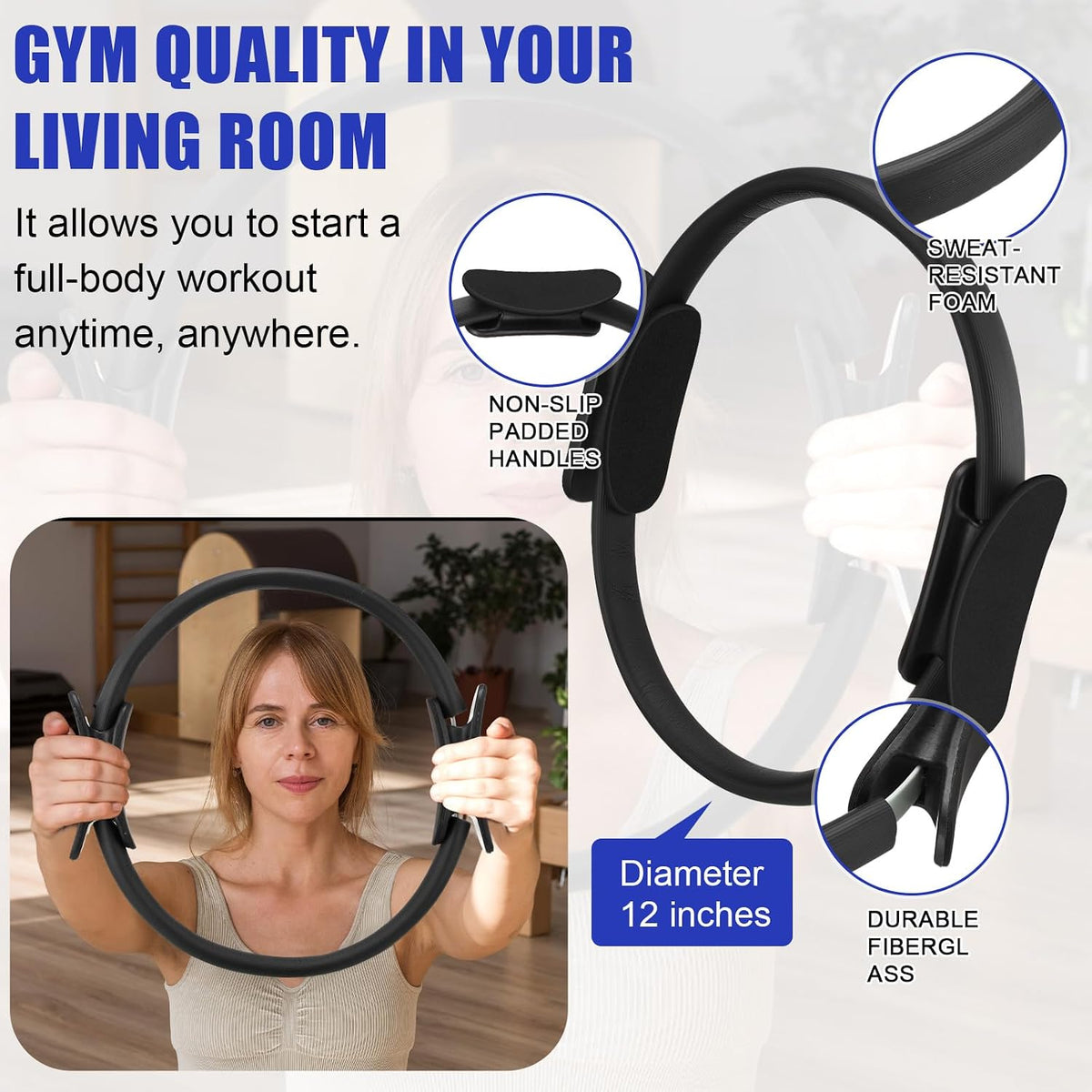 10 Pcs Pilates Ring Blocks Set for Women Home Yoga Equipment Accessories Pilates Ring Circle and Ball Workouts Gift Include Ball Yoga Circle Resistance Bands Block Straps Gym Bag
