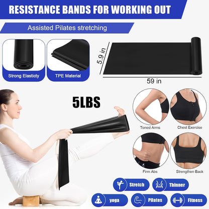 10 Pcs Pilates Ring Blocks Set for Women Home Yoga Equipment Accessories Pilates Ring Circle and Ball Workouts Gift Include Ball Yoga Circle Resistance Bands Block Straps Gym Bag