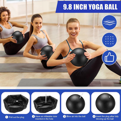 10 Pcs Pilates Ring Blocks Set for Women Home Yoga Equipment Accessories Pilates Ring Circle and Ball Workouts Gift Include Ball Yoga Circle Resistance Bands Block Straps Gym Bag