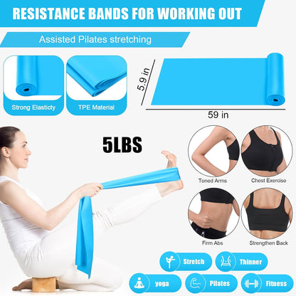 10 Pcs Pilates Ring Blocks Set for Women Home Yoga Equipment Accessories Pilates Ring Circle and Ball Workouts Gift Include Ball Yoga Circle Resistance Bands Block Straps Gym Bag