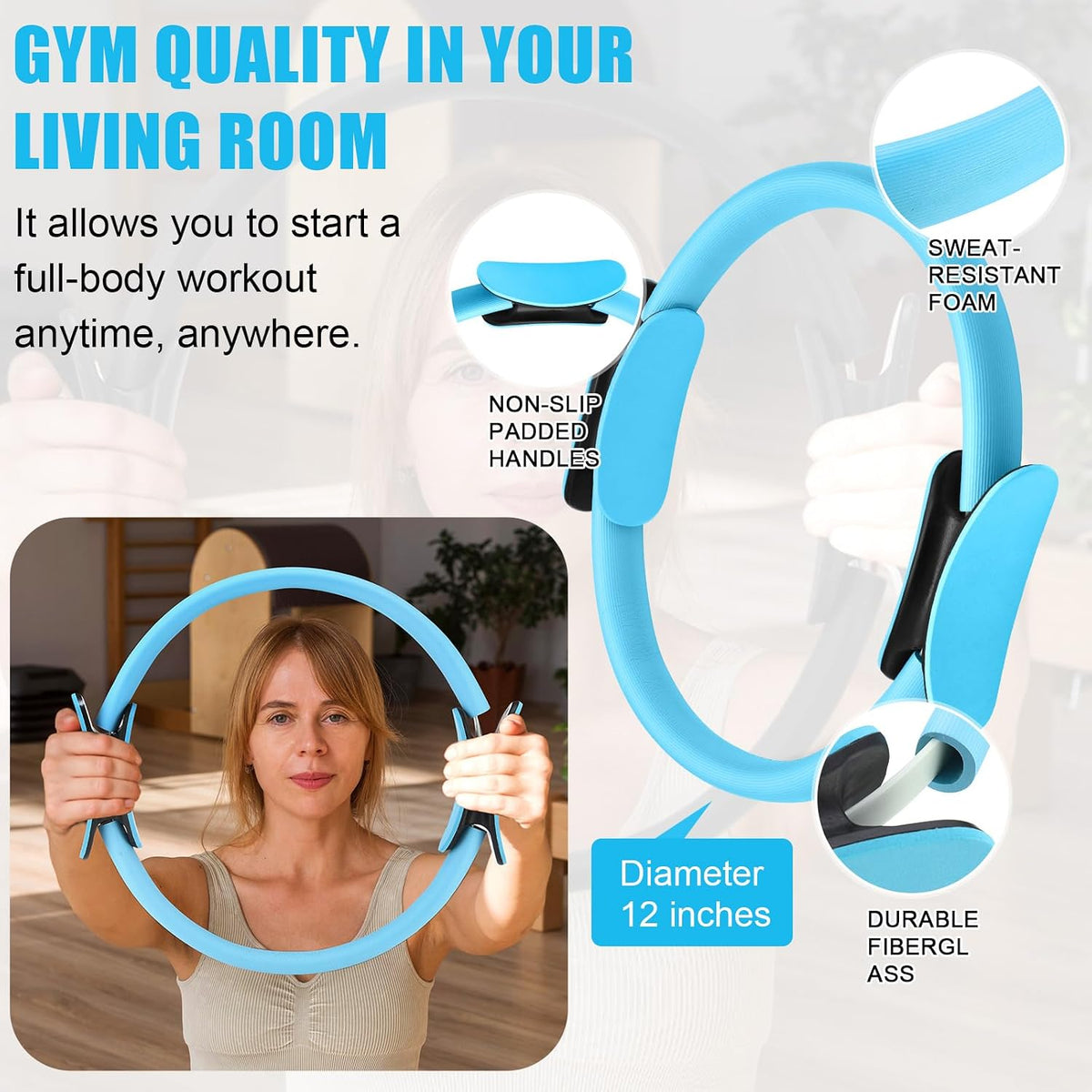 10 Pcs Pilates Ring Blocks Set for Women Home Yoga Equipment Accessories Pilates Ring Circle and Ball Workouts Gift Include Ball Yoga Circle Resistance Bands Block Straps Gym Bag