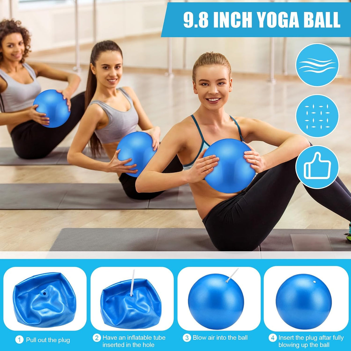 10 Pcs Pilates Ring Blocks Set for Women Home Yoga Equipment Accessories Pilates Ring Circle and Ball Workouts Gift Include Ball Yoga Circle Resistance Bands Block Straps Gym Bag