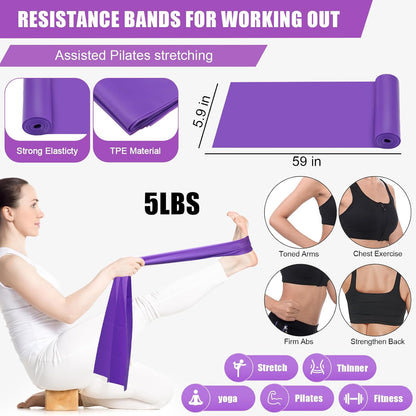 10 Pcs Pilates Ring Blocks Set for Women Home Yoga Equipment Accessories Pilates Ring Circle and Ball Workouts Gift Include Ball Yoga Circle Resistance Bands Block Straps Gym Bag