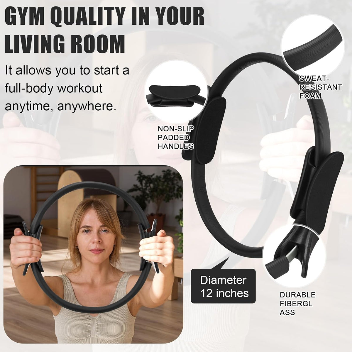 10 Pcs Pilates Ring Blocks Set for Women Home Yoga Equipment Accessories Pilates Ring Circle and Ball Workouts Gift Include Ball Yoga Circle Resistance Bands Block Straps Gym Bag