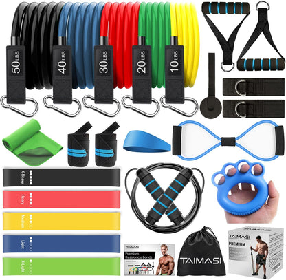 23Pcs Stackable Resistance Bands Set with Handles Up to 150 Lbs