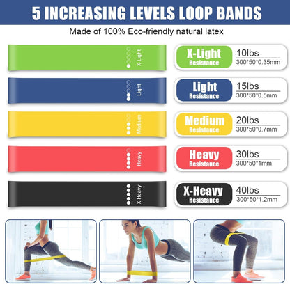 23Pcs Stackable Resistance Bands Set with Handles Up to 150 Lbs