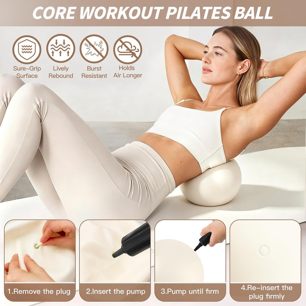 Pilates Kit, Home Pilates Workout Kit for Women, Pilates Equipment with 14.5"" Pilates Ring and Ball, Resistance Bands, Ankle Weights, Sliders & Grip Socks for Home Workouts