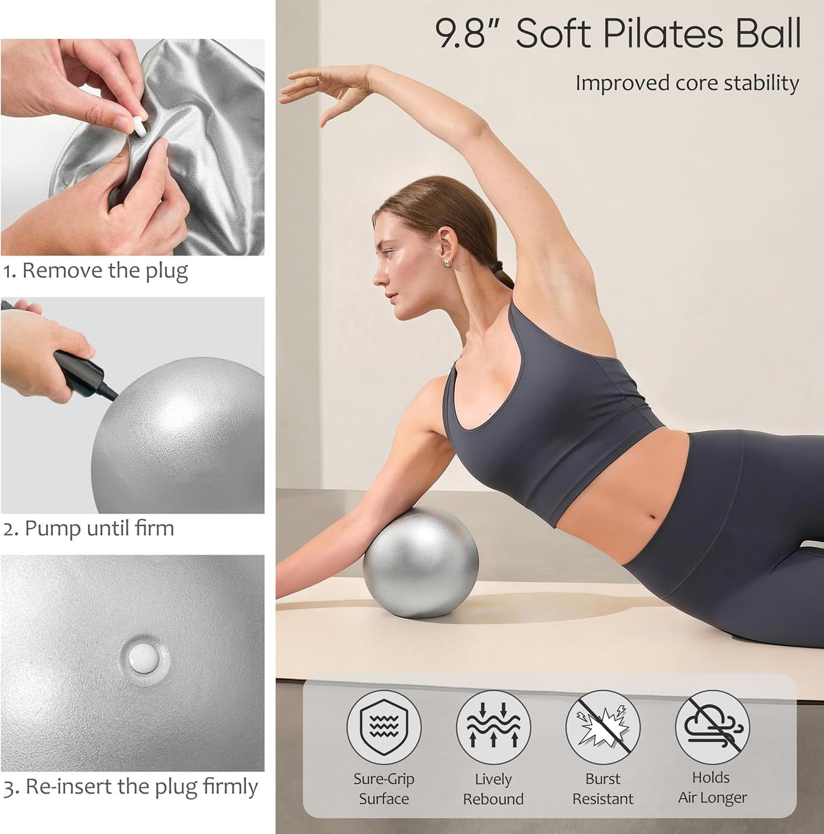 Pilates Kit, Home Pilates Workout Kit for Women, Pilates Equipment with 14.5"" Pilates Ring and Ball, Resistance Bands, Ankle Weights, Sliders & Grip Socks for Home Workouts