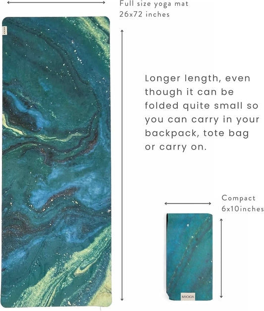 Travel Yoga Mat 1.5mm | Foldable, Lightweight for Backpacking, Retreat, Outdoors, Gym, Pilates | Exercise Mat | Machine Washable