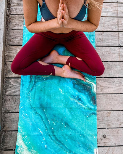 Travel Yoga Mat 1.5mm | Foldable, Lightweight for Backpacking, Retreat, Outdoors, Gym, Pilates | Exercise Mat | Machine Washable