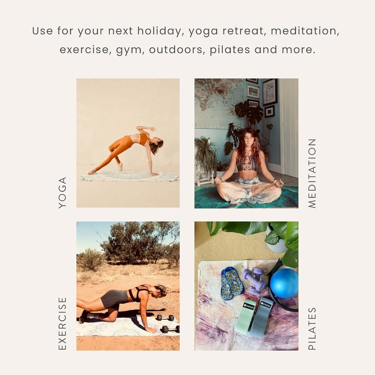 Travel Yoga Mat 1.5mm | Foldable, Lightweight for Backpacking, Retreat, Outdoors, Gym, Pilates | Exercise Mat | Machine Washable