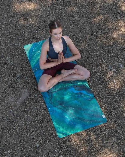 Travel Yoga Mat 1.5mm | Foldable, Lightweight for Backpacking, Retreat, Outdoors, Gym, Pilates | Exercise Mat | Machine Washable