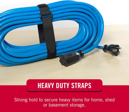 Elastic Cinch Straps with Buckle, 15in x 1in, Black, 4 Pack