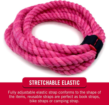 Elastic Cinch Straps with Buckle, 15in x 1in, Black, 4 Pack