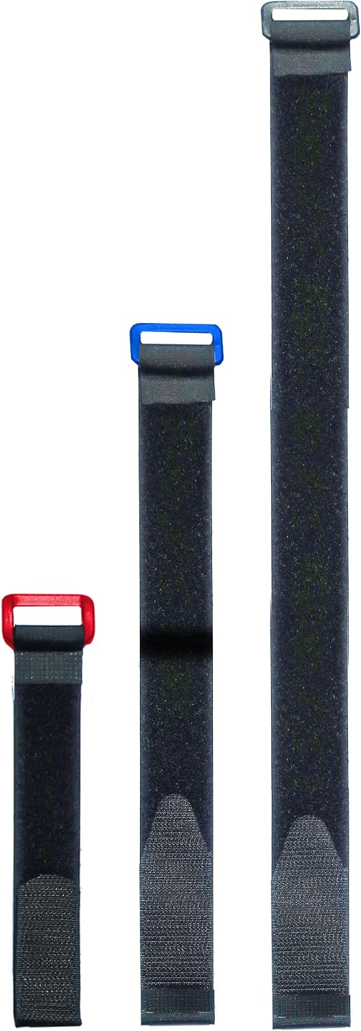 Elastic Cinch Straps with Buckle, 15in x 1in, Black, 4 Pack