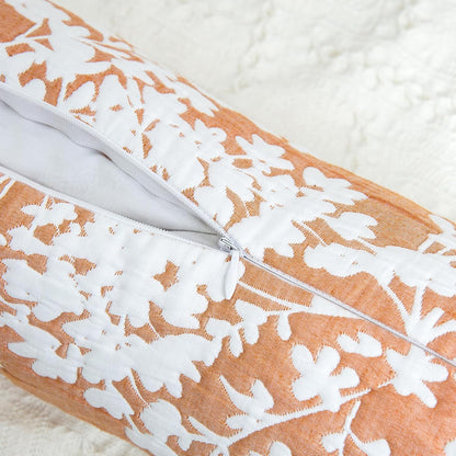 Buckwheat Neck Support Pillow Cervical Neck Cylinder Bolster Pillow,Buckwheat Hulls Adjustable Roll Pillow,Neck Pain Relief for Back and Side Sleepers Round Pillows for Lunch Break Orange, 6*15 inch