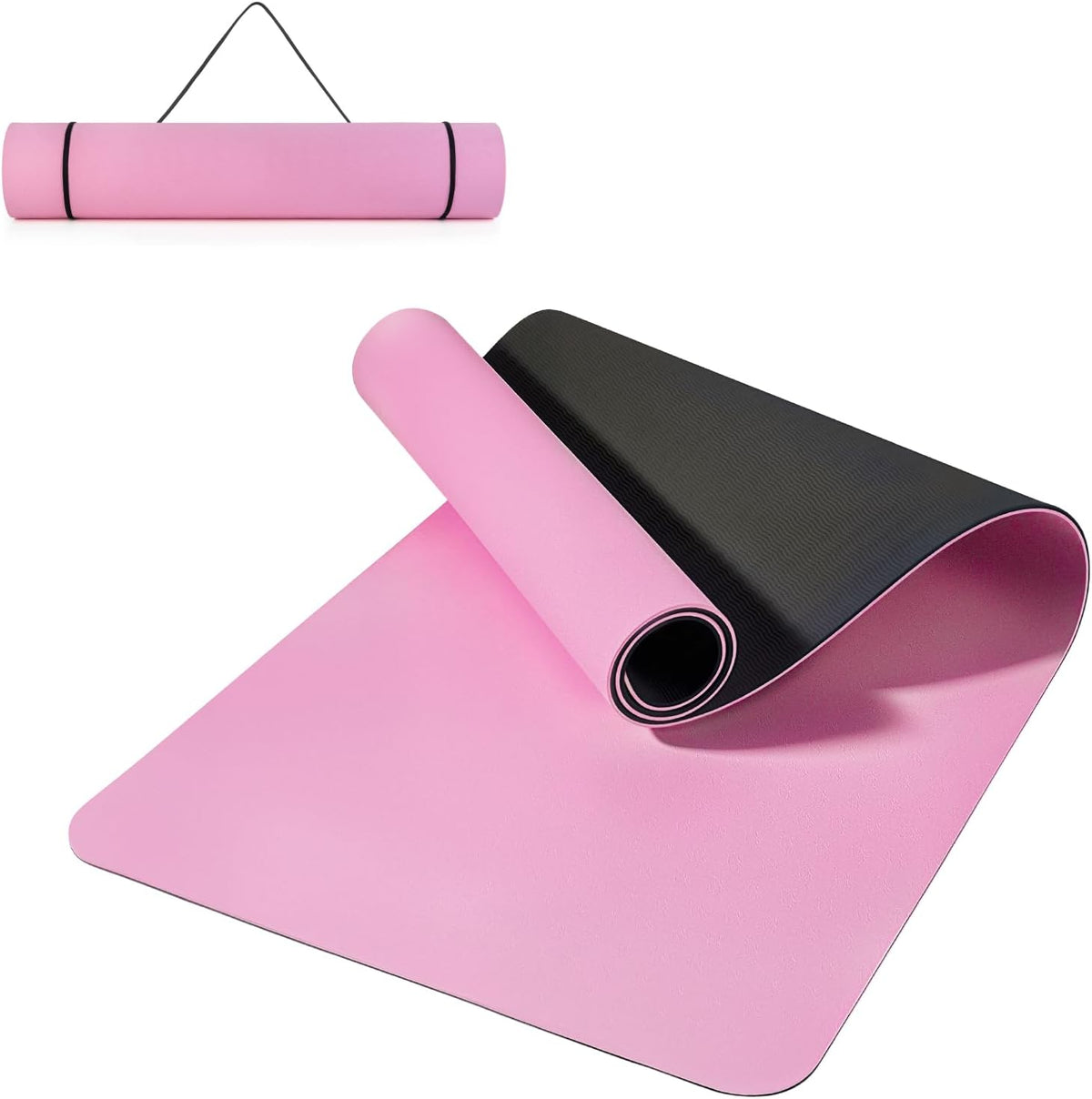 Yoga Mat Non Slip, Pilates Fitness Mats, 72" x 24" Extra Width ＆ Thick, Anti-Tear Exercise Mat with Carrying Strap, Workout Mats for Stretching,Yoga Studio,Gym or Home Workouts