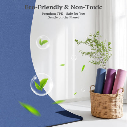 Yoga Mat Non Slip, Pilates Fitness Mats, 72" x 24" Extra Width ＆ Thick, Anti-Tear Exercise Mat with Carrying Strap, Workout Mats for Stretching,Yoga Studio,Gym or Home Workouts