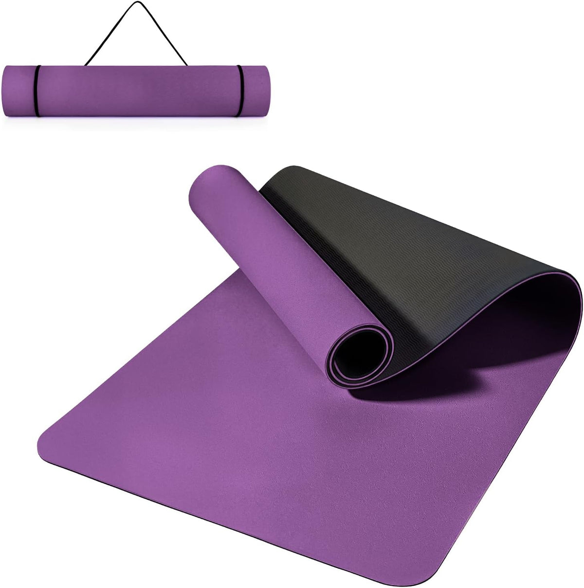 Yoga Mat Non Slip, Pilates Fitness Mats, 72" x 24" Extra Width ＆ Thick, Anti-Tear Exercise Mat with Carrying Strap, Workout Mats for Stretching,Yoga Studio,Gym or Home Workouts