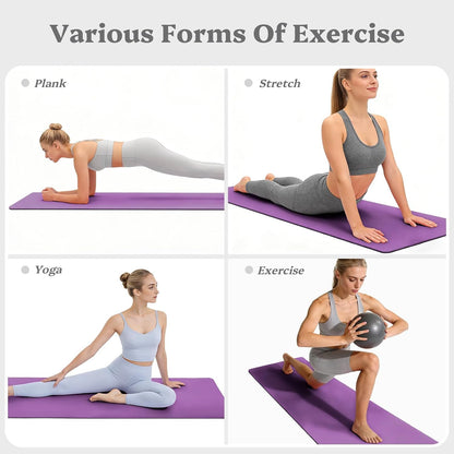Yoga Mat Non Slip, Pilates Fitness Mats, 72" x 24" Extra Width ＆ Thick, Anti-Tear Exercise Mat with Carrying Strap, Workout Mats for Stretching,Yoga Studio,Gym or Home Workouts