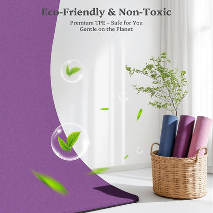 Yoga Mat Non Slip, Pilates Fitness Mats, 72" x 24" Extra Width ＆ Thick, Anti-Tear Exercise Mat with Carrying Strap, Workout Mats for Stretching,Yoga Studio,Gym or Home Workouts