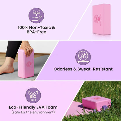 Live Well Pink Yoga Block - EVA Foam Yoga Brick for Support, Stretching, & Alignment - Yoga Accessories for Home & Studio - 3x6x9 inches