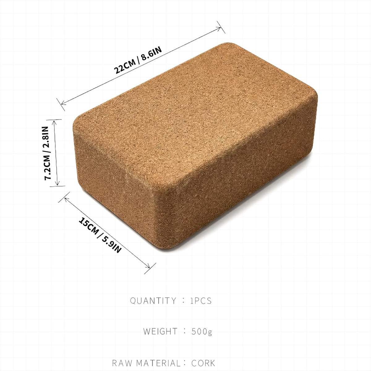 Cork Yoga Block, 9x6x3 Yoga Brick Cork Blocks Non-Slip for Pilates