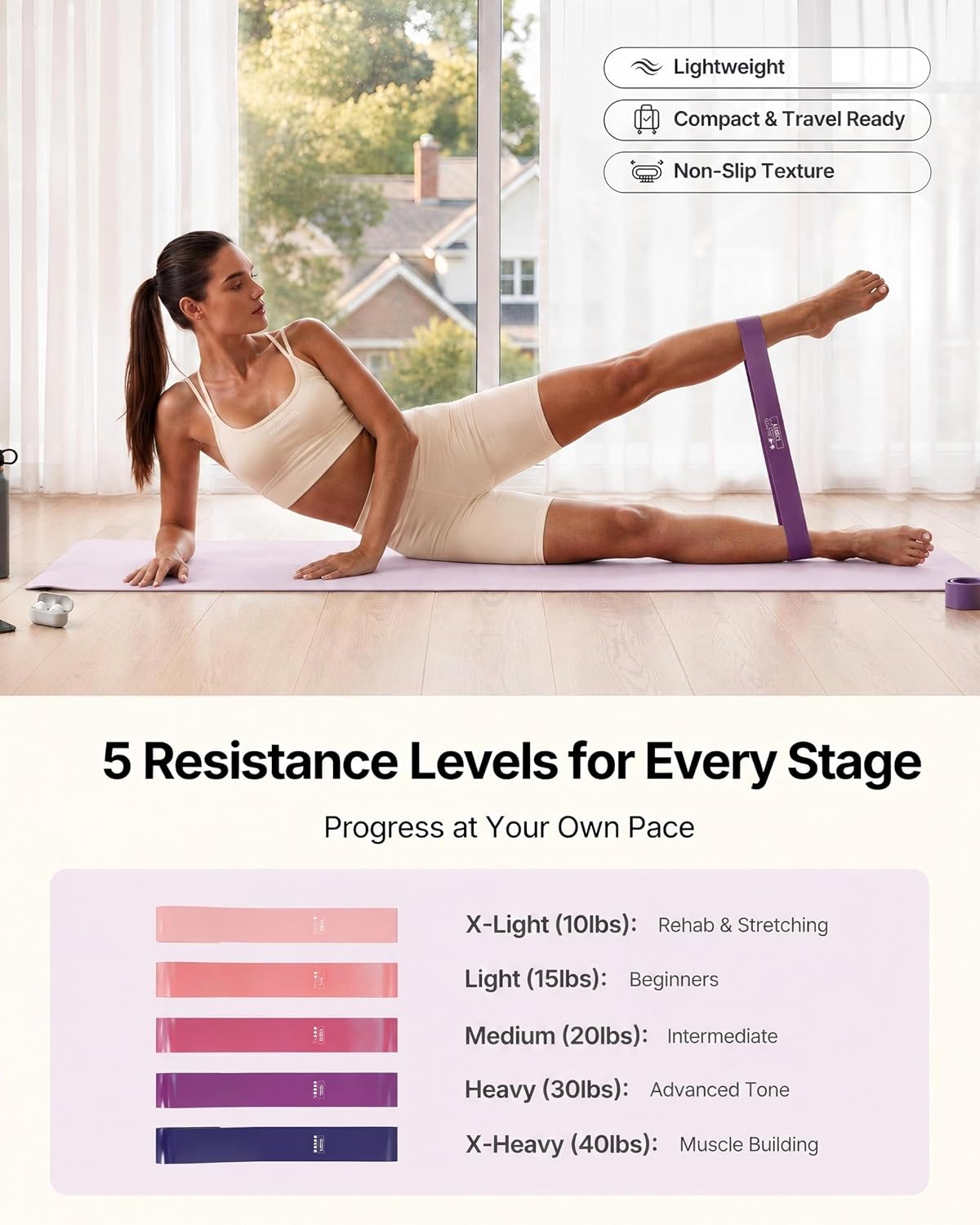 PAETA Pilates Ring Set – 14” Magic Circle (38 lbs Resistance), 9.8” Pilates Ball, 5 Resistance Bands, and Exercise Guide Included for Home Workouts