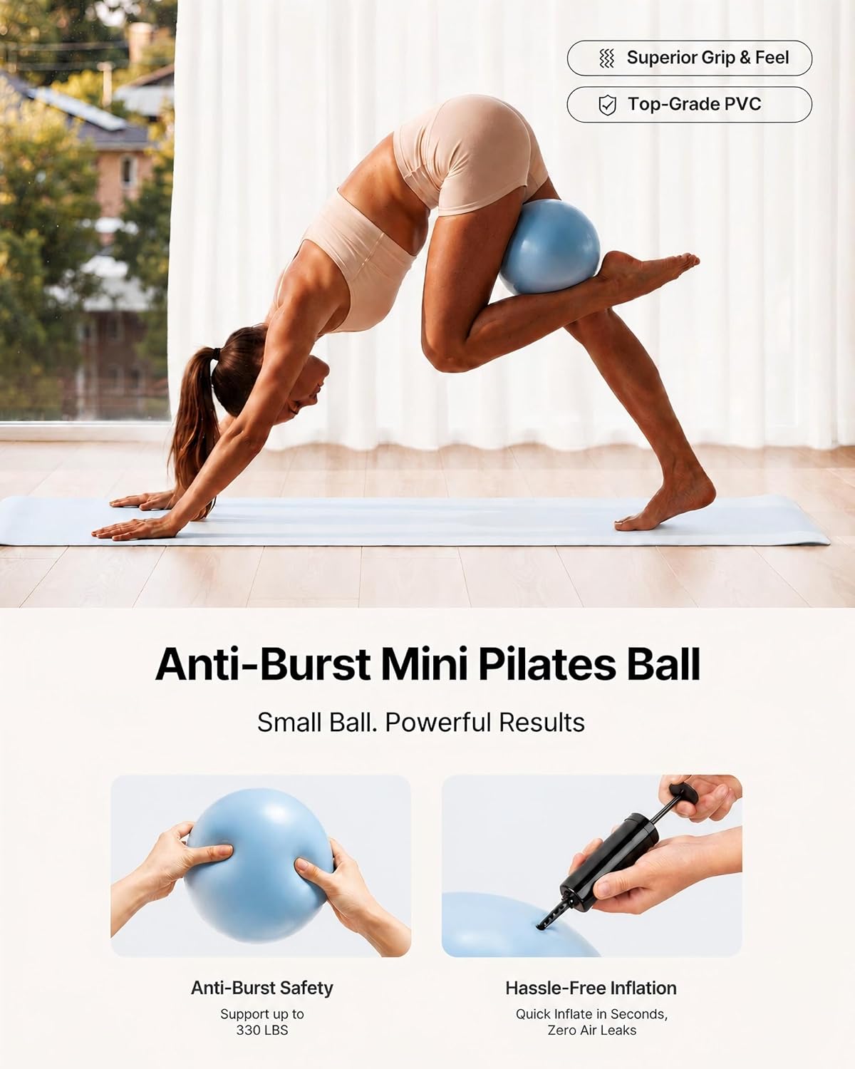 PAETA Pilates Ring Set – 14” Magic Circle (38 lbs Resistance), 9.8” Pilates Ball, 5 Resistance Bands, and Exercise Guide Included for Home Workouts