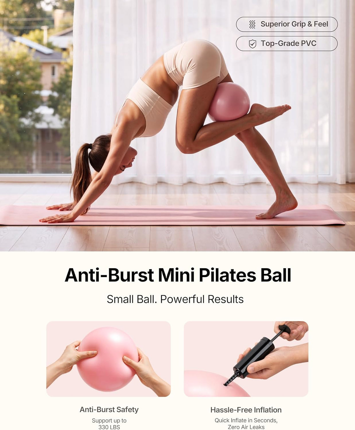 PAETA Pilates Ring Set – 14” Magic Circle (38 lbs Resistance), 9.8” Pilates Ball, 5 Resistance Bands, and Exercise Guide Included for Home Workouts