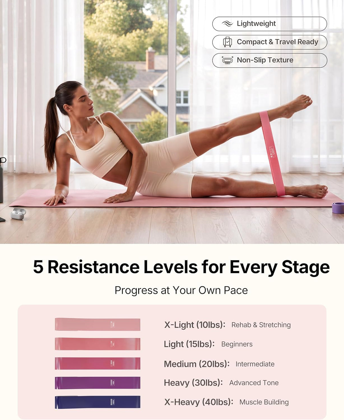 PAETA Pilates Ring Set – 14” Magic Circle (38 lbs Resistance), 9.8” Pilates Ball, 5 Resistance Bands, and Exercise Guide Included for Home Workouts