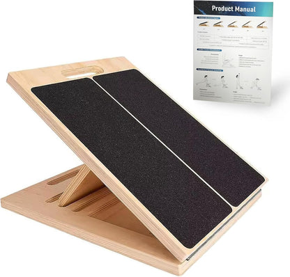 Wooden Slant Board, 5-Angle Adjustable Calf Stretcher, 16.5x12 in, 350 lb