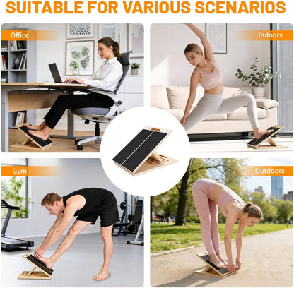 Wooden Slant Board, 5-Angle Adjustable Calf Stretcher, 16.5x12 in, 350 lb