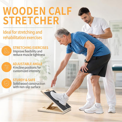 Wooden Slant Board, 5-Angle Adjustable Calf Stretcher, 16.5x12 in, 350 lb