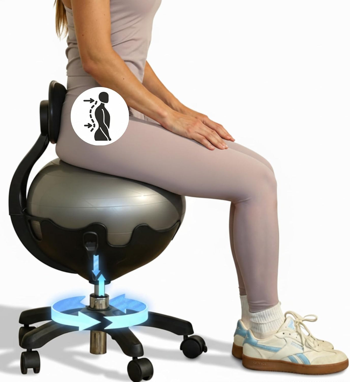 Elite Yoga Ball Chair Active Sitting & Adjustable Height 250lbs Cap