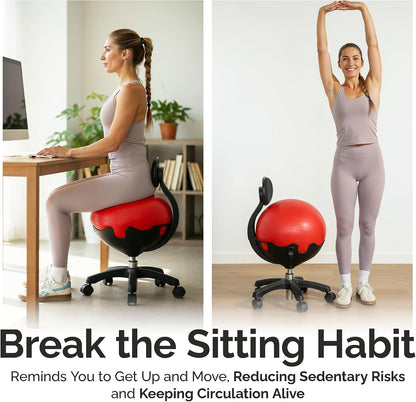 Elite Yoga Ball Chair Active Sitting & Adjustable Height 250lbs Cap