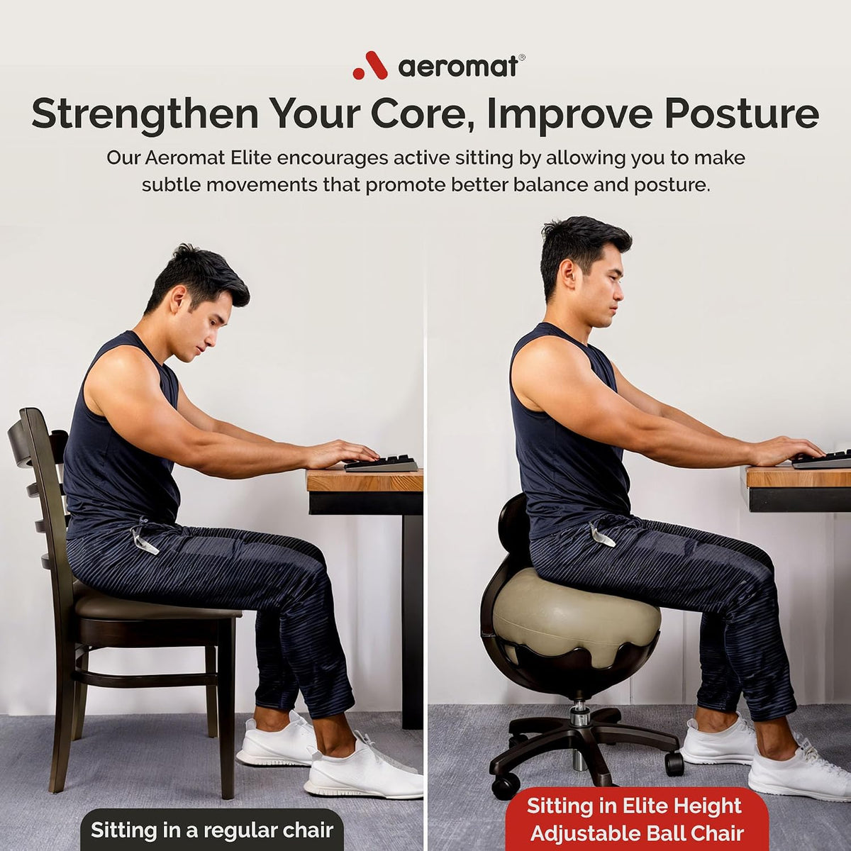Elite Yoga Ball Chair Active Sitting & Adjustable Height 250lbs Cap