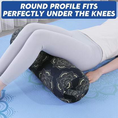 Round Yoga Pillow, Cylindrical Yoga Bolster Pillow with Washable Cover, Meditation Cushion Body Cushion for Practice, Restorative, Meditation