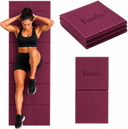 Foldable Yoga Mat, 72" x 24" x 6mm, Lightweight & Non-Slip