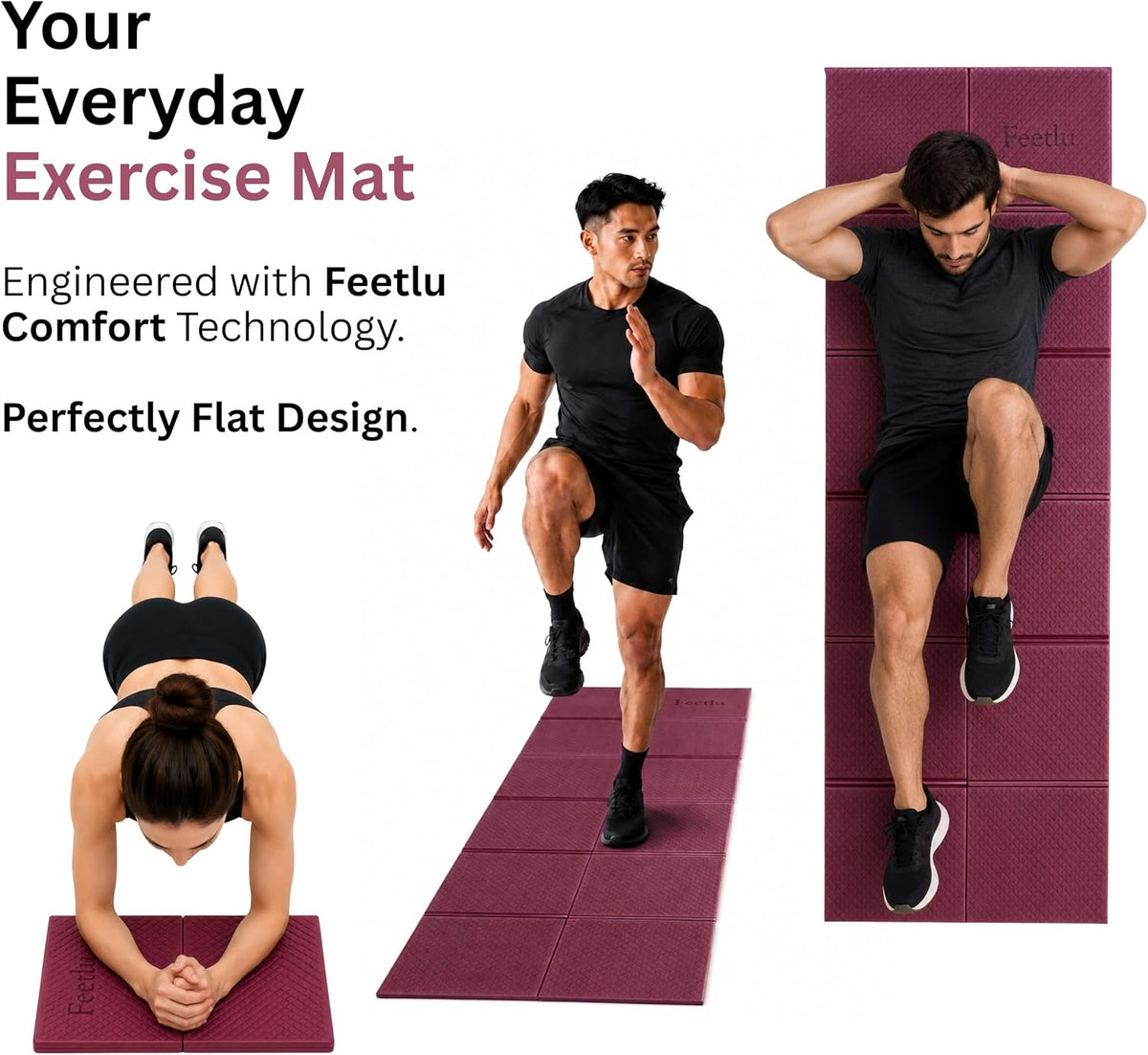 Foldable Yoga Mat, 72" x 24" x 6mm, Lightweight & Non-Slip