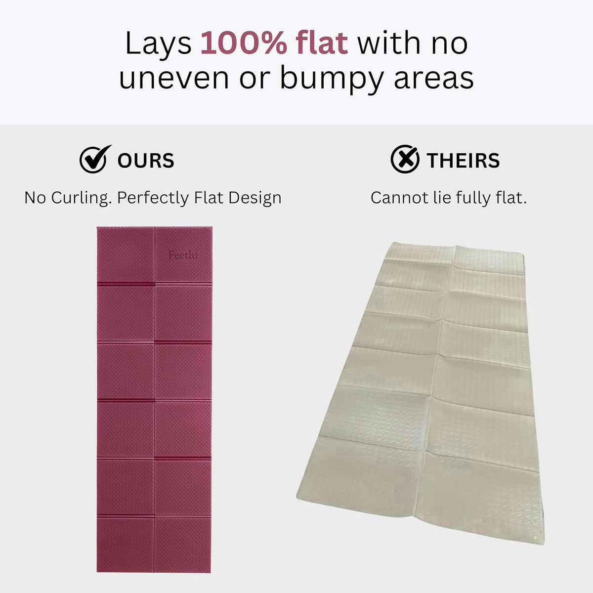 Foldable Yoga Mat, 72" x 24" x 6mm, Lightweight & Non-Slip