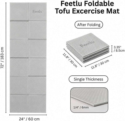 Foldable Yoga Mat, 72" x 24" x 6mm, Lightweight & Non-Slip
