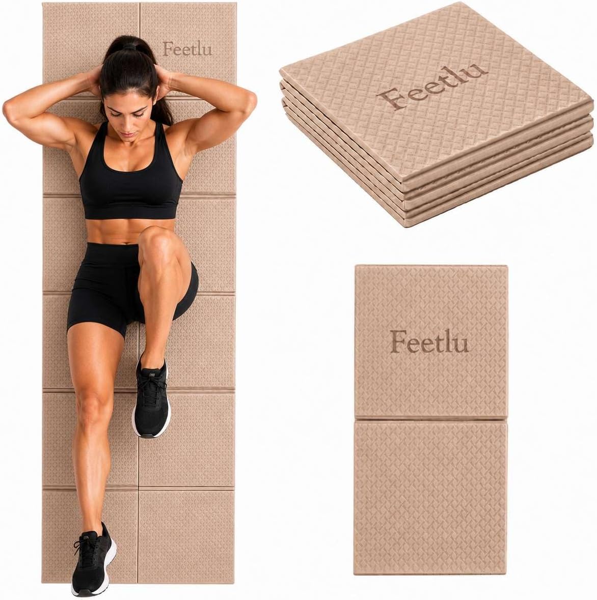 Foldable Yoga Mat, 72" x 24" x 6mm, Lightweight & Non-Slip