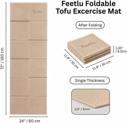 Foldable Yoga Mat, 72" x 24" x 6mm, Lightweight & Non-Slip